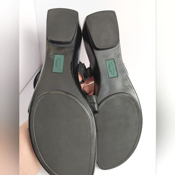 Walking Cradles Black Leather Flower Women's Slide Comfort Sandals 11 - Picture 7 of 7